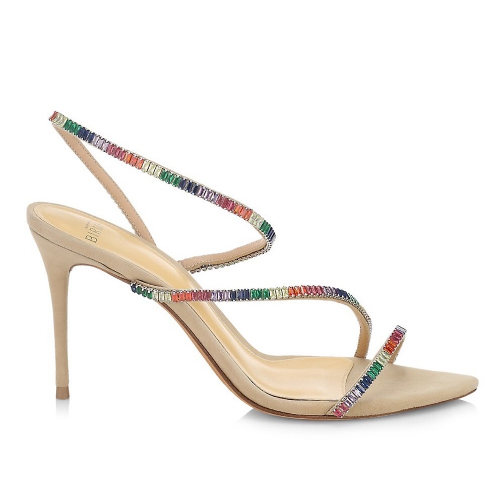 ALEXANDRE BIRMAN Polly Rainbow Crystal Embellished Leather Stiletto Sandals